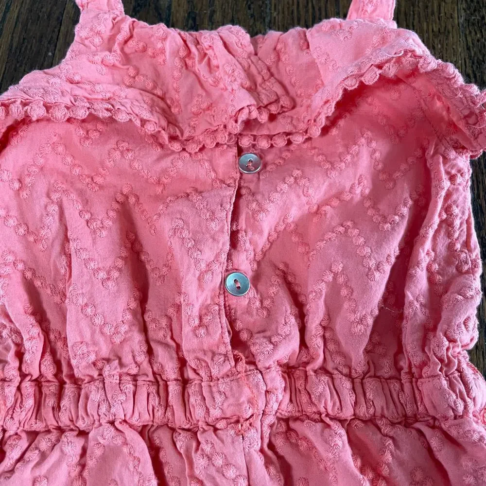 Cynthia Rowley Pink Peach Baby Girls Romper Pom Pom Fringe Size 12M Months